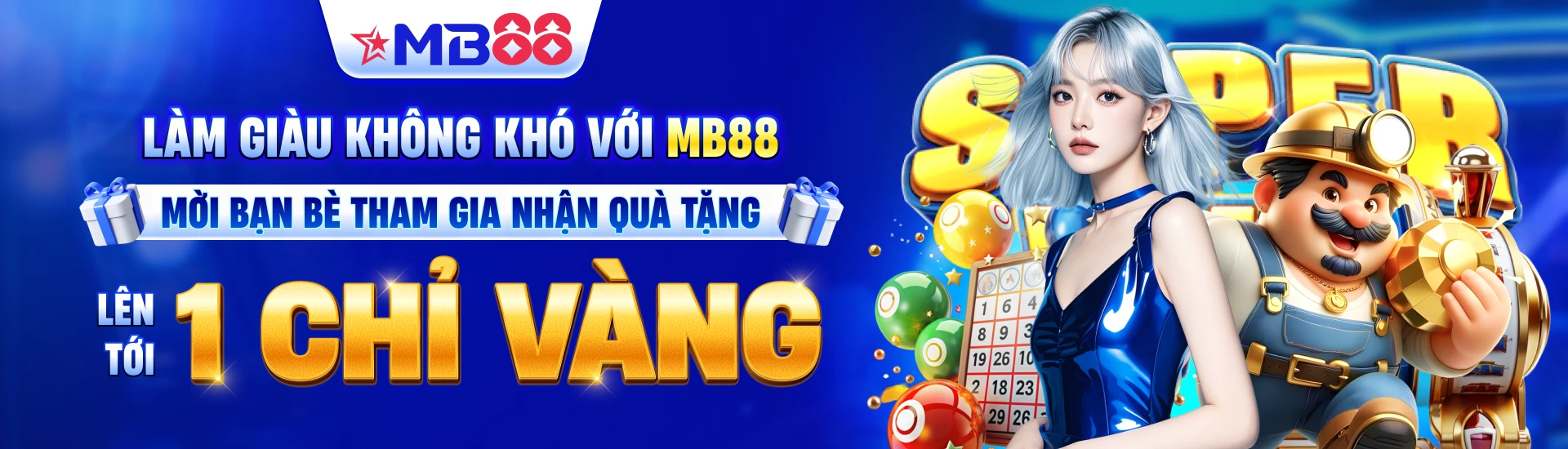 Banner giao diện PC trang chủ nhà cái MB88 giới thiệu các dịch vụ giải trí và chương trình khuyến mãi độc quyền.